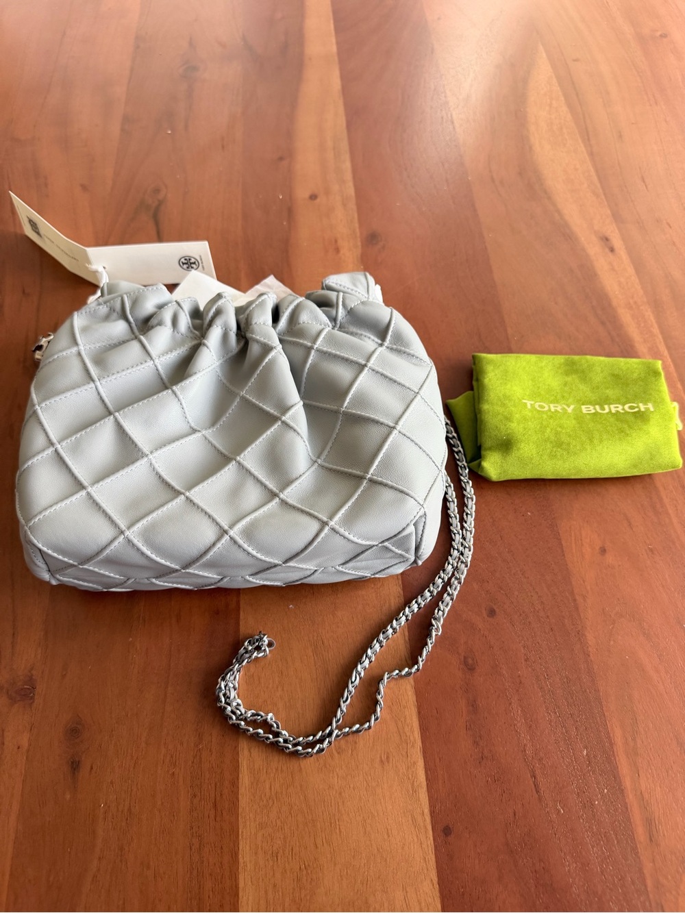 🩶 NWT Tory Burch Mini Fleming Soft Hobo Gray | Leather Crossbody ✨